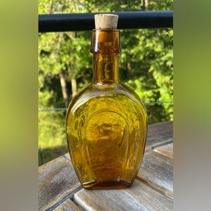 Vintage Horseshoe Amber Mini Apothecary Bottle With Cork
